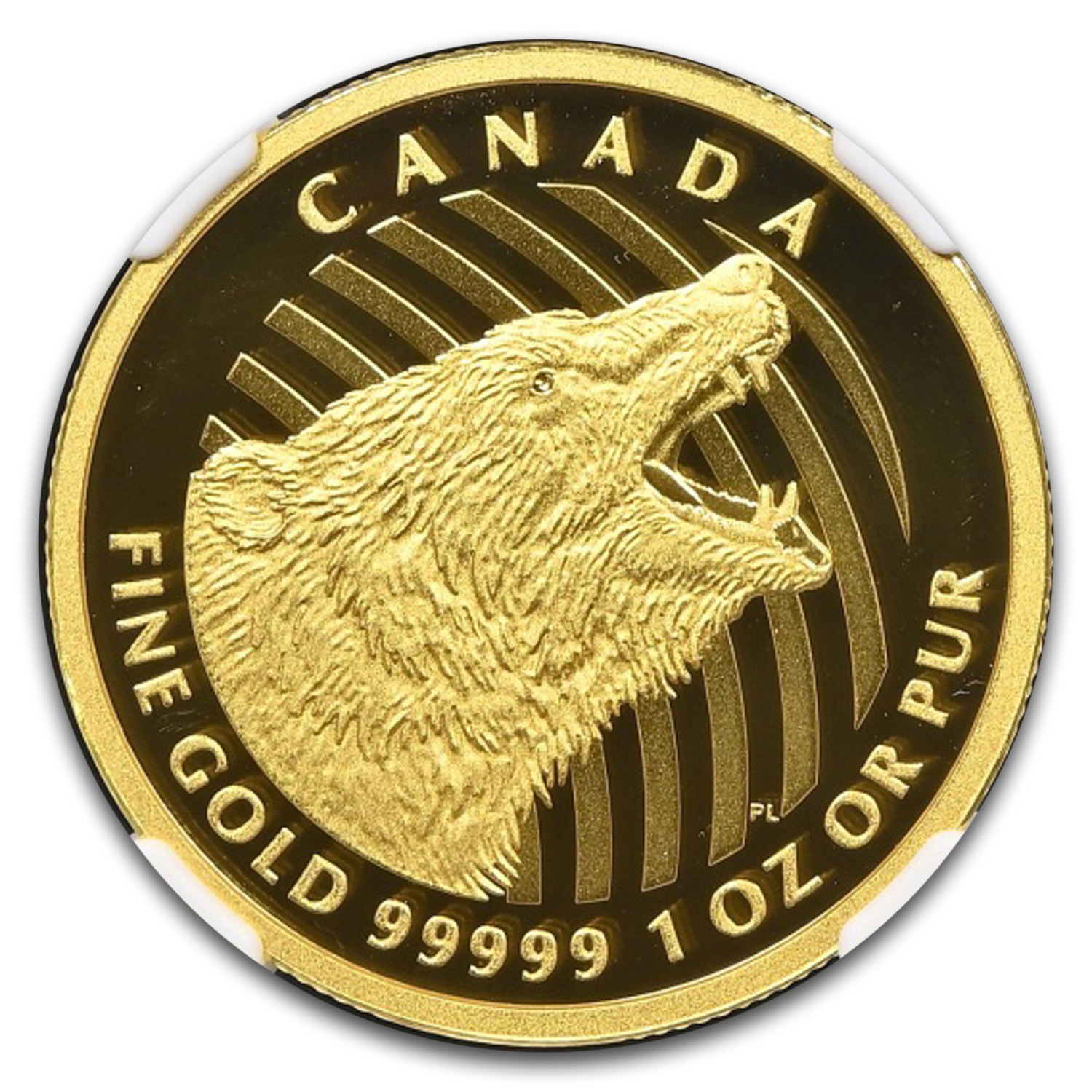 2016 Canada 1 oz Gold Roaring Grizzly Bear .99999 PF-70 NGC UCAM
